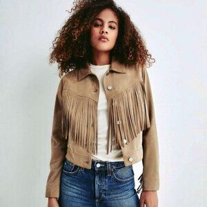 AG Adriano Goldschmied Sia Fringed Goat Suede Cropped Jacket, Small - STUNNING!!